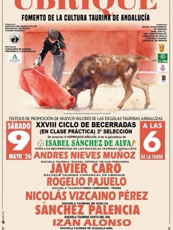 Izan Alonso, presente en el ciclo de becerradas de Ubrique representando a la Escuela Taurina de Guadalajara
